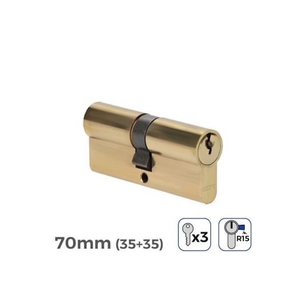 GENERISK dørcylinder - 70mm (35+35MM) - R15 - 3 nøgler inkluderet
