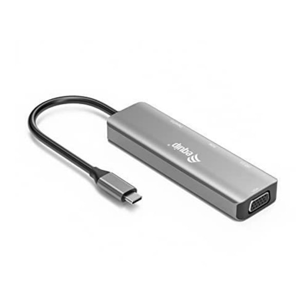 USB grafikkadapter - EQUIP - 133485 - 3840 x 2160 pixels - USB Type-C - Sort/Sølv aluminium Sort, Sølv