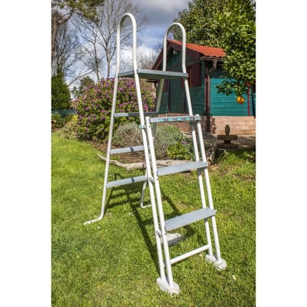 GRE overjordisk stål swimmingpool - 527 x 327 x 122 cm - Oval - Frilagte forstærkninger - Sandfiltrering Trä