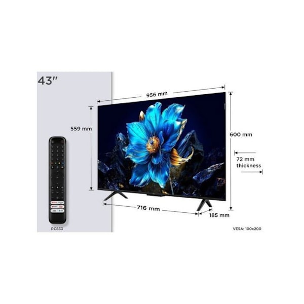 TCL QLED 43" 43P7K UltraHD 4K Dolby Atmos Google TV