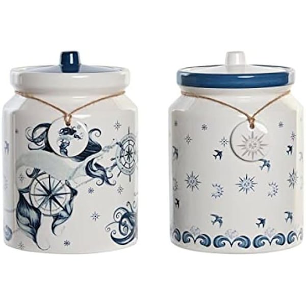 Flaska - DKD HEMINNREDNING - Standard - Blå och vit - 15x15x21 cm - Inredning blå och vit