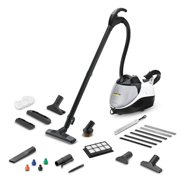 Karcher SV 7 damprenser støvsuger - Effekt 2200 W - Kapacitet 1 L - Aktionsradius 8 m - 2 i 1 Sort, Grå, Hvid
