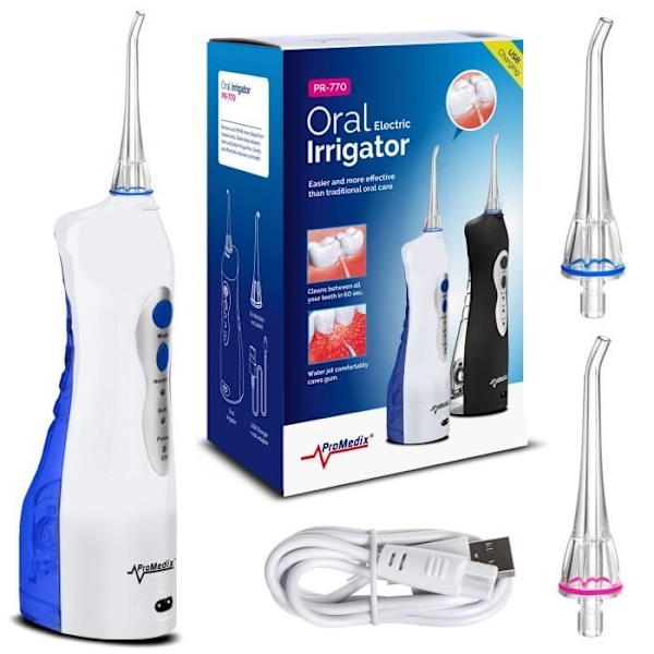 Langaton suunhuuhtelulaite 2 suutinta Promedix PR-770W IPX7 valkoinen