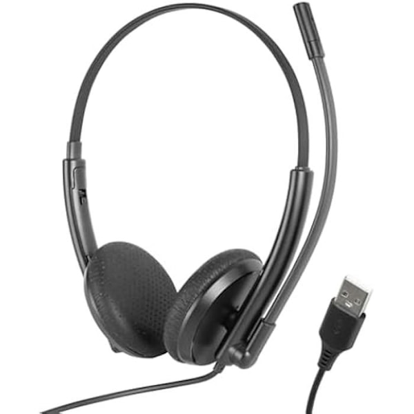 USB-headset - IGGUAL - 270° roterande mikrofon - Brusreducering - Integrerad fjärrkontroll - Bekväm Svart