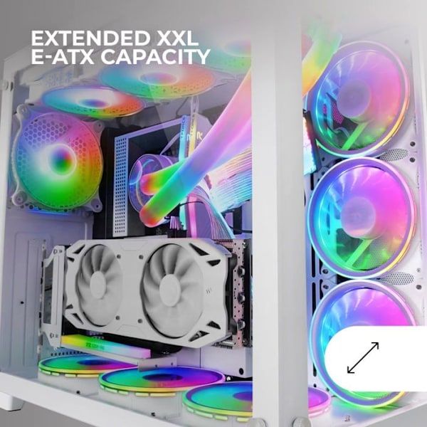 Tour Gaming Custom XXL E-ATX - Mars Gaming - MCV3 - Härdat Glas - Modulärt Ram - Vit