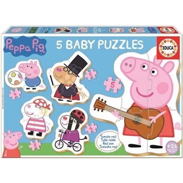 EDUCA - BABY PEPPA PIG progressivt pussel - 5 pussel med 3 till 5 bitar