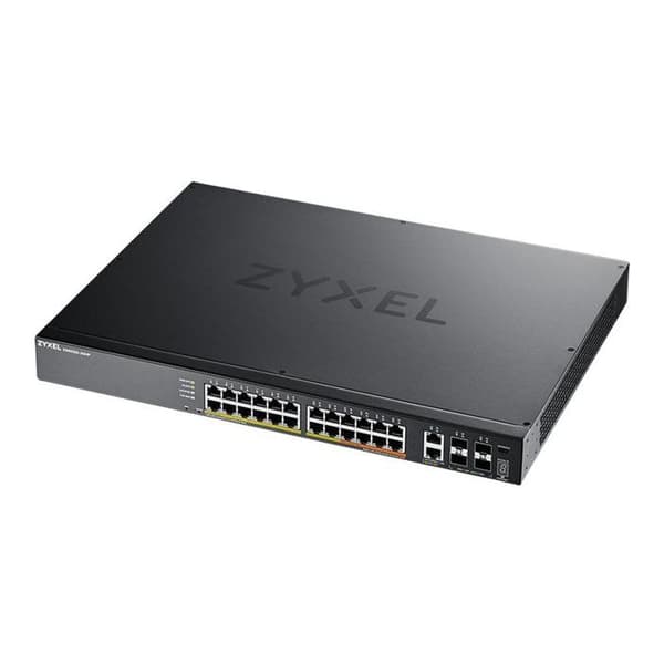 Switch - ZYXEL - 24-PORT GBE L3 ÅTKOMST POE+ - 6 10G UPLINK - Centraliserad hantering - Stacking