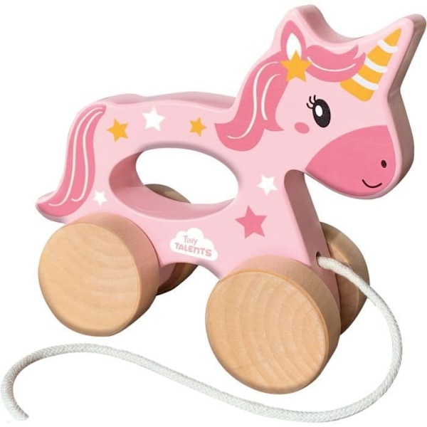 Trælicorne 2 i 1 - At skubbe og trække - SES CREATIVE - Lyserød licorne til at skubbe eller trække. Rosa