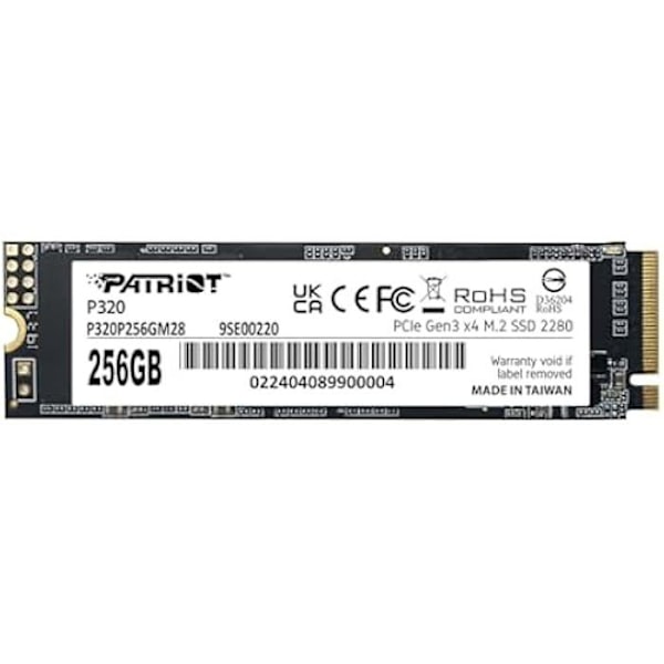 Sisäinen SSD-asema - PATRIOT-MUISTI - P320 256 Gt - PCIe Gen3 NVMe 1.3 - M.2 2280