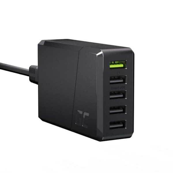 Oplader Green Cell GC ChargeSource 5 5xUSB 52W med hurtigopladning Ultra Charge og Smart Charge Sort