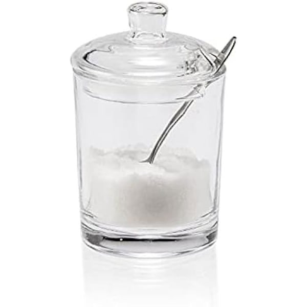 Lasinen sokerikulho - ANDREA HOUSE - Sylinterimäinen - Läpinäkyvä - Metallilusikalla - Pöytätarvike Transparent