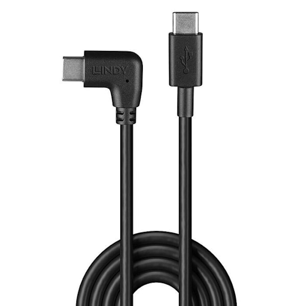 LINDY USB C - USB C kulmakaapeli - 1m musta