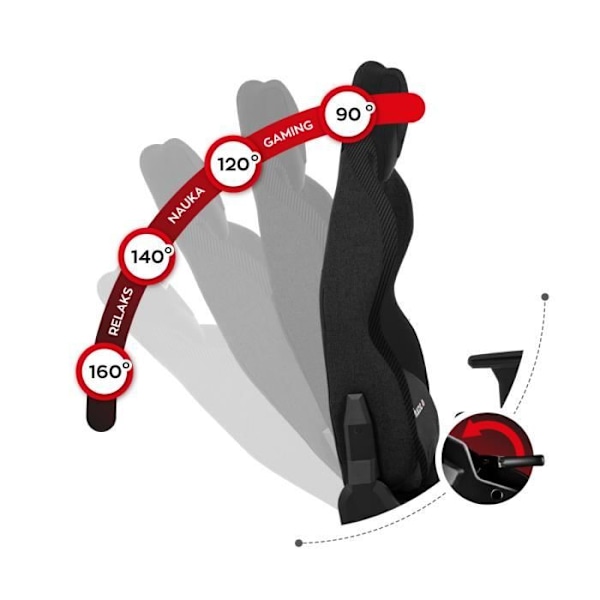 Pelituoli - HUZARO - FORCE 7.9 Musta - Ergonominen - säädettävät käsinojat - Kääntyvä svart
