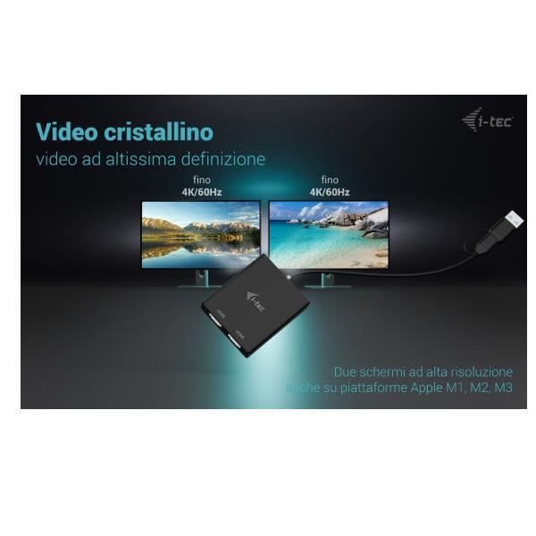 HDMI-adapter - I-Tec - 4K - USB Type-A - USB Type-C - 2 bildskärmar