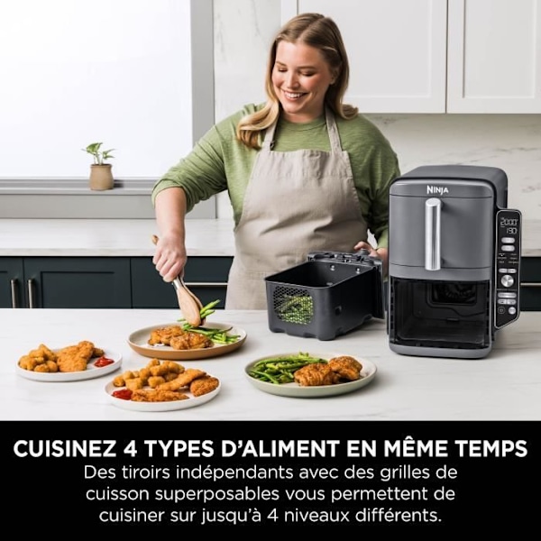 NINJA luftfryer - Double Stack XL SL400EU - Kapacitet 9,5L - 6 tilberedningsprogrammer - 2470W