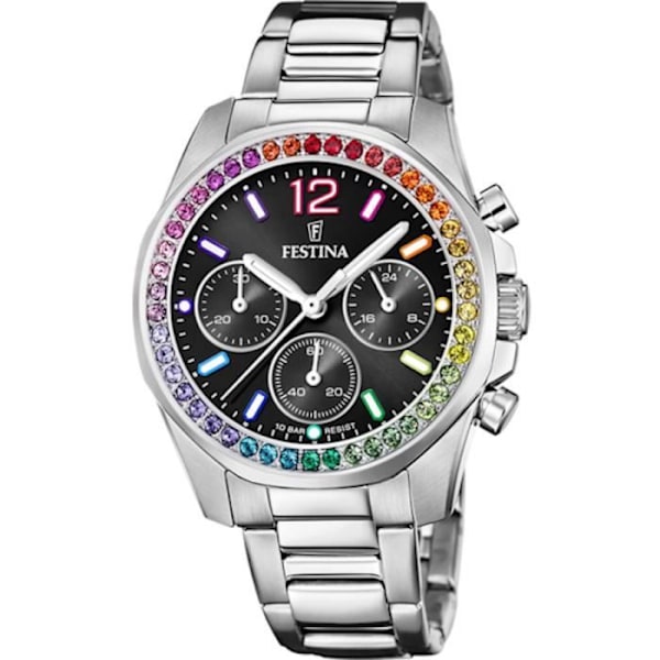 Ur - FESTINA - Boyfriend Rainbow F20606/3 - Quartz - Rustfrit stål - Sort Pengar
