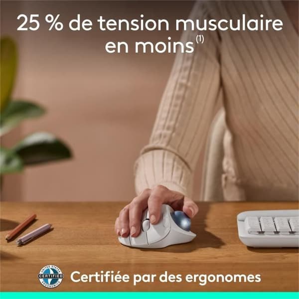 Mus - Trådlös - Logitech - Ergo M575S - Vit