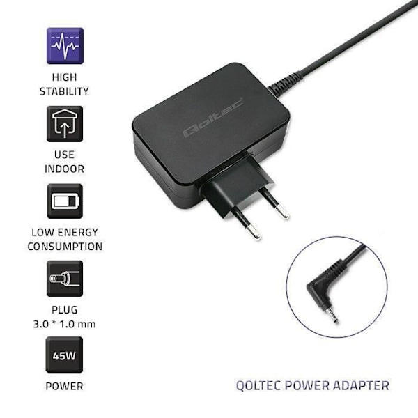 Qoltec strømforsyning til ultrook Asus 45W - 5901878510323