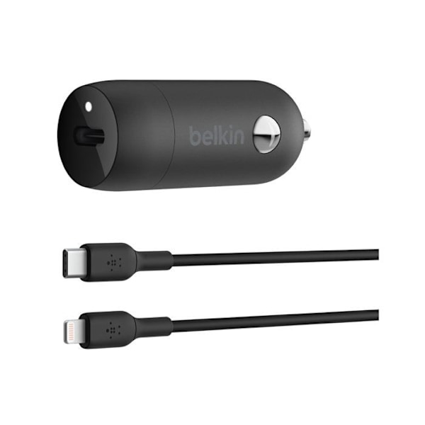 Belkin - Auton virtalähde - 30 wattia - 3 A - Pikalataus, virtalähde 3.1 (USB-C 24 pin) - BlackRecharge a musta
