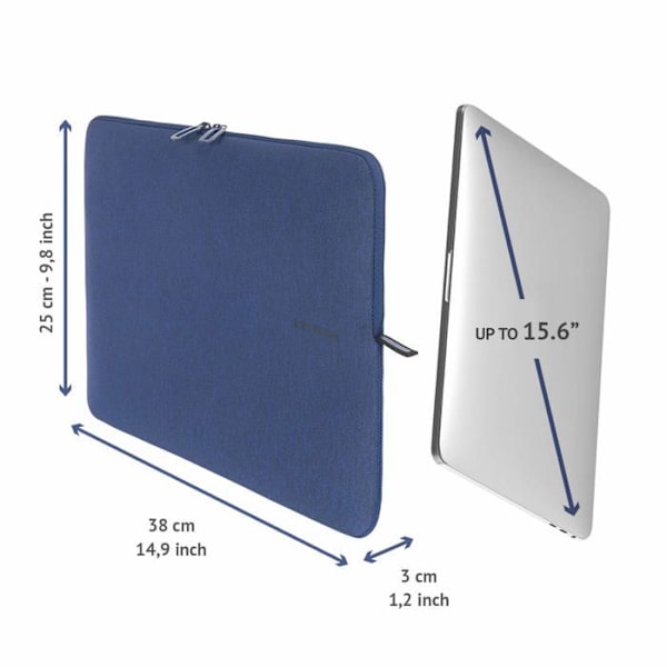 Laptop sleeve - Tucano - Second Skin Melange - 15.6 inches - Blue - Synthetic blå