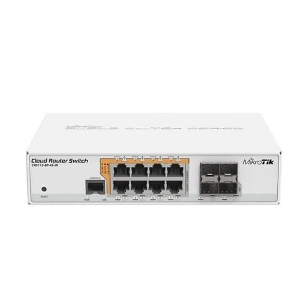 MIKROTIK CRS112-8P-4S-IN Gigabit Ethernet -verkkokytkin - 8 RJ-45-porttia, 4 SFP-moduulia, PoE