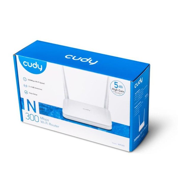 Langaton liittymäpiste - Cudy - WR300 - 300Mbps - 5dBi antennit - 4 LAN-porttia 10/100/1000