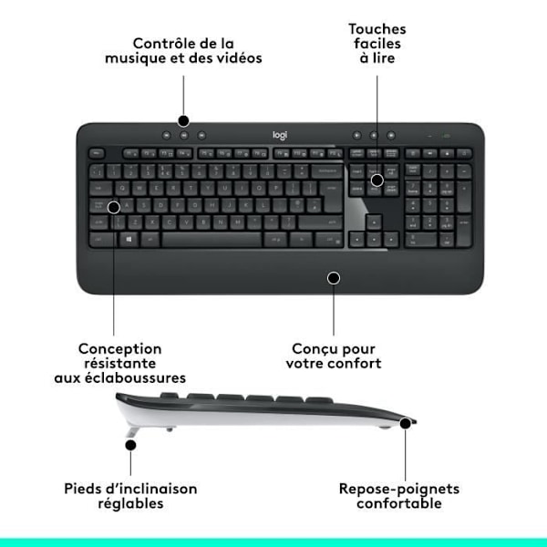 Tangentbordsmusset - Trådlös - Logitech - MK540 - AZERTY