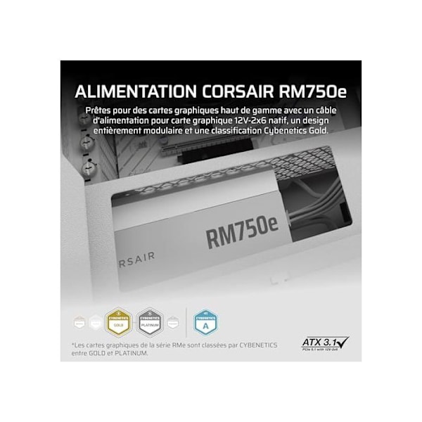 Strømforsyning PC - CORSAIR - RM750e Hvid - 750 W - ATX 3.1 - 80 PLUS Gold