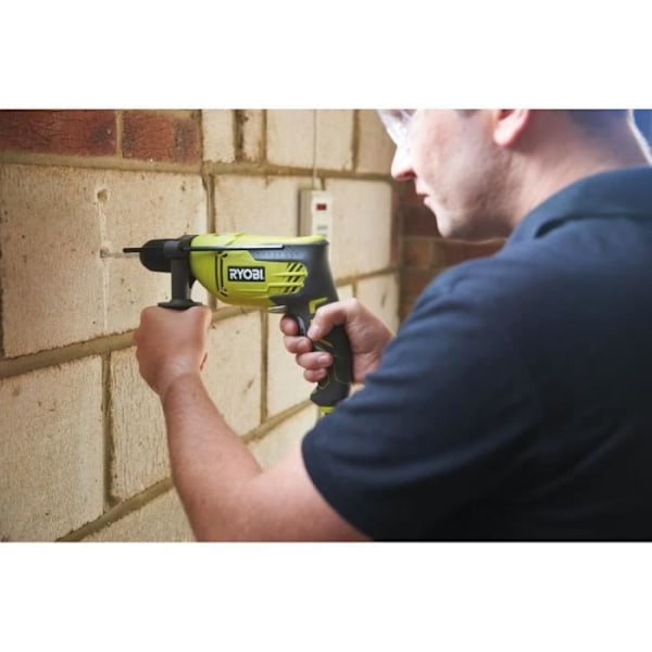 RYOBI - 680 W slagborr - 3 000 cp/min - 13 mm chuck - automatisk axellås + box & djupstopp - RPD680-K Grön