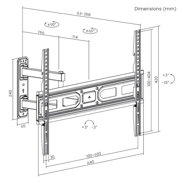 Understøttelse TV Maclean, max VESA 600x400, 37-70", 35kg, MC-798N