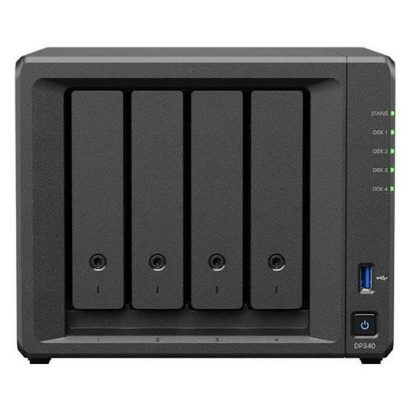 Lagringsenhet - SYNOLOGY - DP340 ActiveProtect - 4 x 8 To HDD - 2 x 400 Go SSD - 16 Go RAM - AMD R1600 Svart