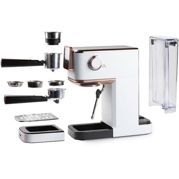 Espresso maskine 3 i 1 - DOMO - DO746K - 1350 W - 20 Bar - Hvid / Rosa