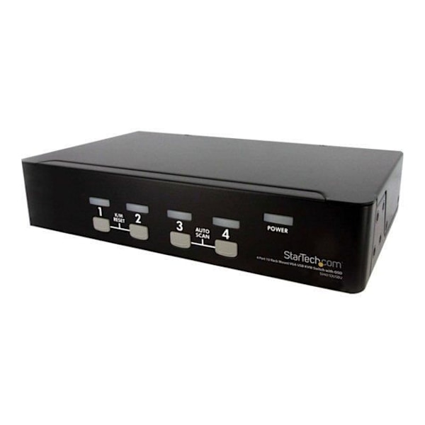 STARTECH KVM-kytkin, 4 porttia VGA USB, telineasennus ja OSD - KVM-kytkin - 1920x1440 - 4 tietokonetta - 1 käyttäjä