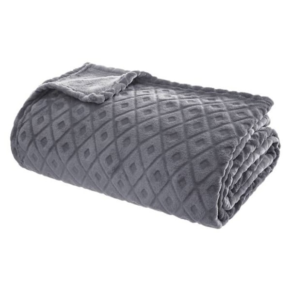 Plaid - Atmosphera - 3D Losange - Mørkegrå - 180x230 cm - Polyester Mörkgrå