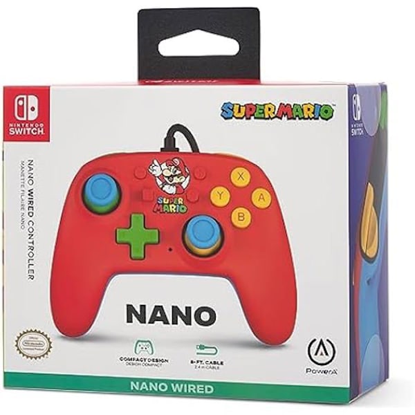 Nintendo Switch OLED och Lite trådbunden handkontroll - POWERA - Super Mario - Vibration Super Mario färgschema