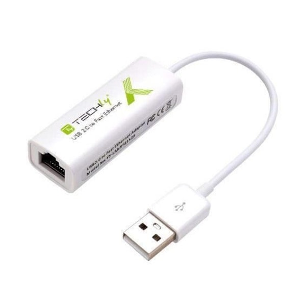 Techly USB2.0 -adapteri nopeaan Ethernetiin 10/100 mbps - 8051128107630 Valkoinen