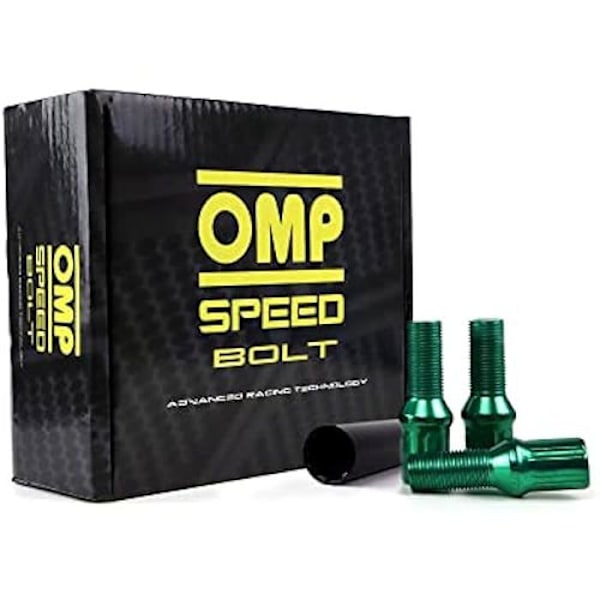 Pyörän pultit - OMP - Sarja 20 - M12x1,5 - Pitkä kierre 27mm - Vihreä väri grön
