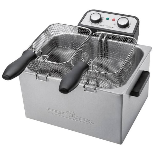 Dobbelt frituregryde - PROFICOOK - PC-FR 1038 - 3000 W - 5 L - Sølv Pengar