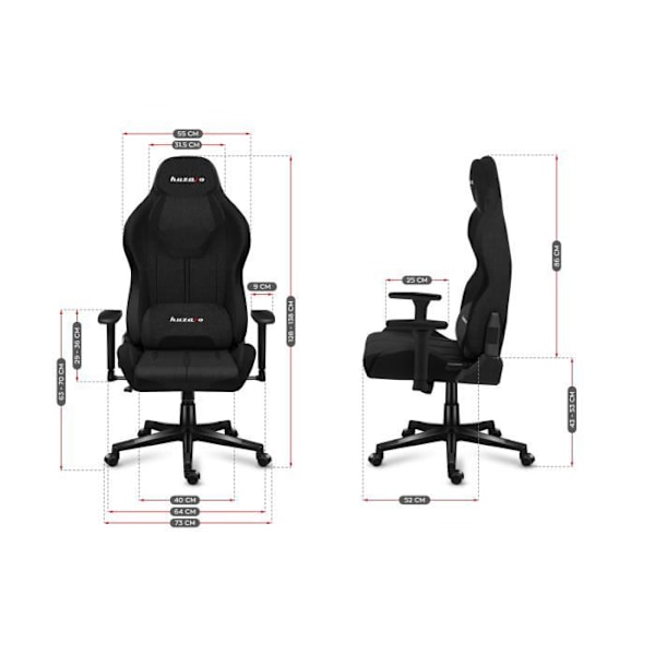 Gaming Stol - HUZARO - FORCE 7.9 Sort - Ergonomisk - Justerbare Armlæn - Drejelig svart