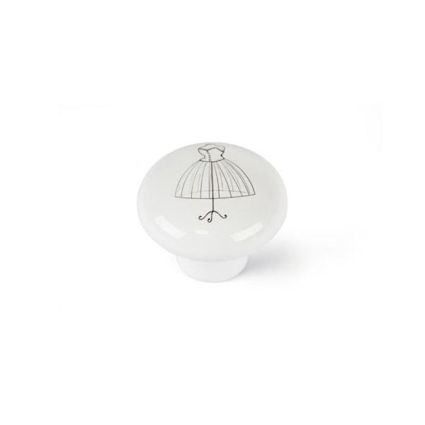 Blisterförpackning med 4 runda porslinsmöbelknoppar illustrerad finish mod.e817 ø40mm rei.
