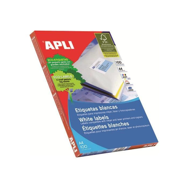 APLI PAPER Itseliimautuva valkoinen A6 (105 x 148 mm) 400 yksikköä (100 arkkia x 4) tarrat