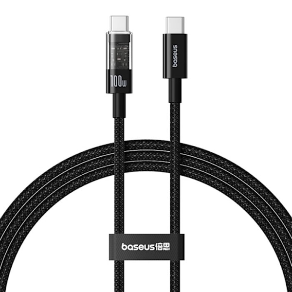 USB-C kaapeli Type-C, Supernopea Lataus 100W, 2m - Baseus Gem (P1037373000111-01) - Cluster Black