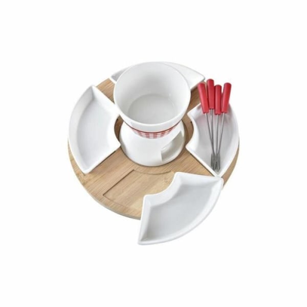 Fondue - DKD Home Decor - Röd - 10 stycken - Bambu - Aluminium - Stengods vit röd