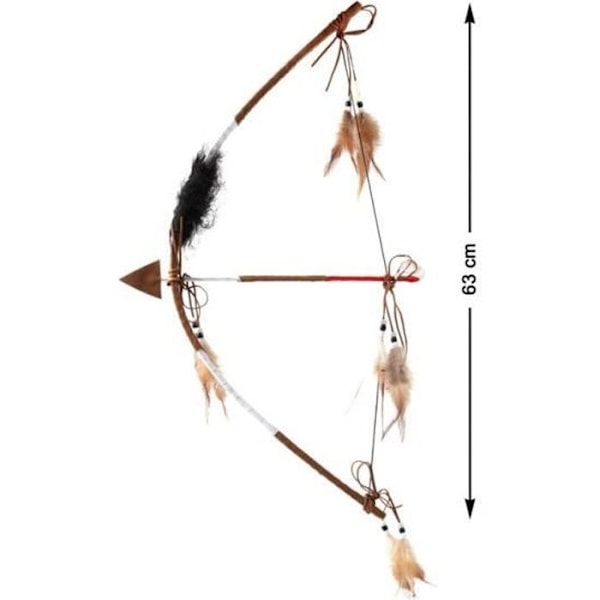 Indisk träbåge - ATOSA - 63 cm - Fjädrar och pärlor - Brun
