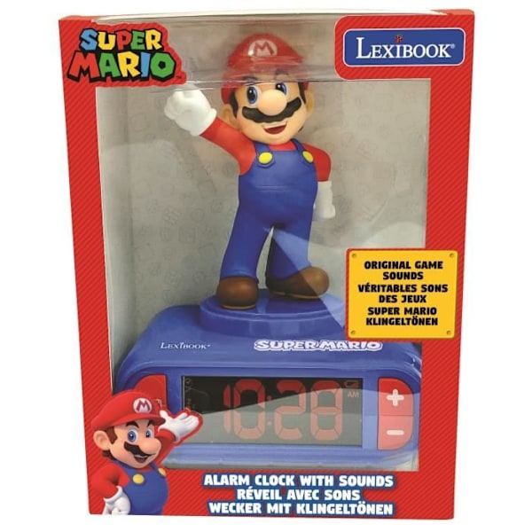 Digital vækkeur med natlys LEXIBOOK - Super Mario - 3D lysende og lydende - Blå og rød - Barn Blå