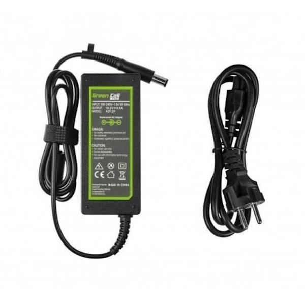 Lader Green Cell PRO 18.5V 3.5A 65W til HP 250 G1 255 G1 ProBook 450 G2 455 G2 Compaq Presario CQ56 CQ57 CQ58 CQ60 Strømforsyning Svart