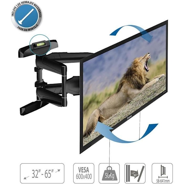TM Electron TMSLC145 Universal Väggfäste med kulled med dubbel arm för LED, OLED, LCD-skärmar eller TV-apparater, 3228