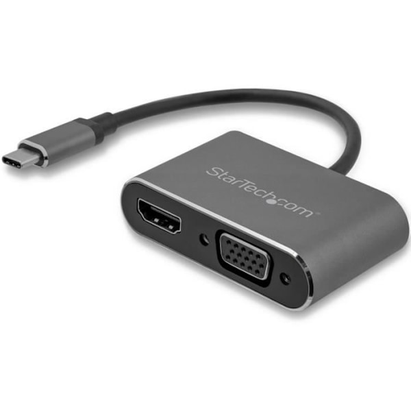 StarTech.com USB-C Digital AV Multiport-adapter - 4K 30 Hz VGA / HDMI-videoudgange - Space Grey - Integreret kabel (CDP2HDVGA) Sort