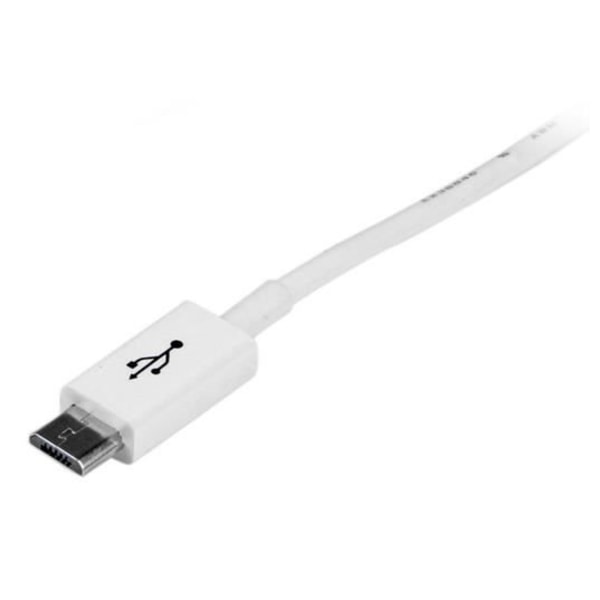 Mikro-USB-kaapeli - A - Micro B - 2 m - Valkoinen - STARTECH.COM