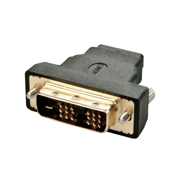 Videoadapter - LINDY - DVI-D han / HDMI A hun - Guld stik - Digitalt signal - Sort